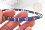 cordon ethnique bleu multicolore 7mm,cordon pour bijoux d'inspiration africaine, x1 mètre G9112