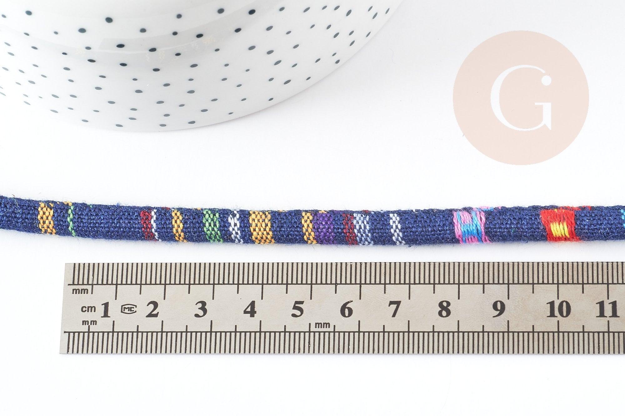 cordon ethnique bleu multicolore 7mm,cordon pour bijoux d'inspiration africaine, x1 mètre G9112