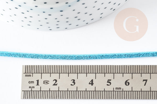 cordon suédé bleu à paillettes 4mm, x1 mètre (G4092)