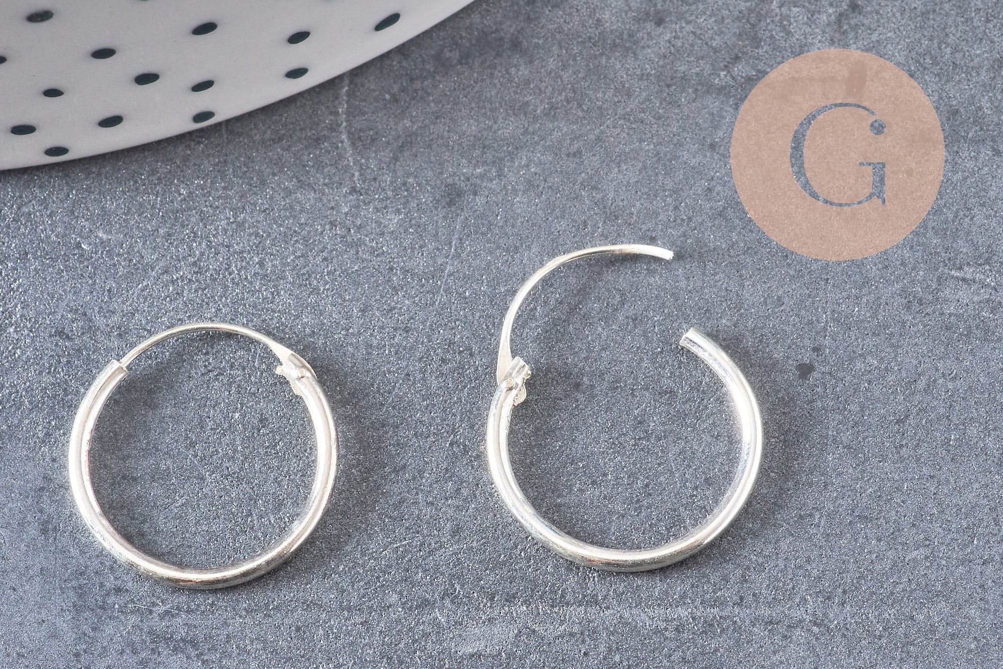 Boucles créoles fine argent 925 massif 16mm, x2 (G4685)