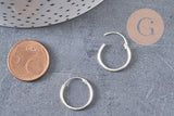 Boucles créoles fine argent 925 massif 16mm, x2 (G4685)