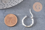 créoles torsadées acier argenté 21mm, x2 (G6807)