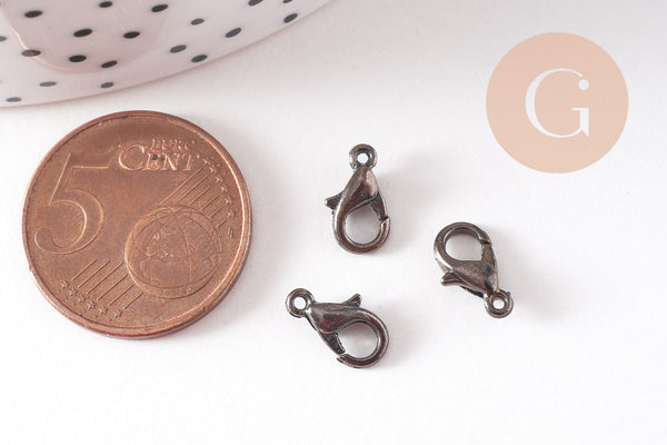 fermoirs mousquetons noirs metalgun 10mm, x20 (G0996)