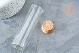 flacon éprouvette en verre borosilicate bouchon en liège 10cm, x1 (G7432)