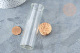 flacon éprouvette en verre borosilicate bouchon en liège 10cm, x1 (G7432)