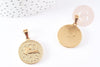 Pendentif médaille ronde Vierge acier 304 inoxydable doré à graver, x1 (G6113)