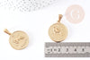 Pendentif médaille ronde Bélier acier 304 inoxydable doré à graver, x1 (G6114)