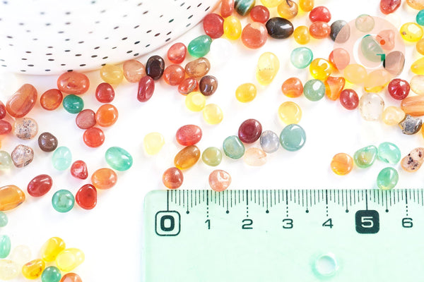 Nugget agate naturelle multicolore brute roulée 6-8mm non percé, x20g (G5721)