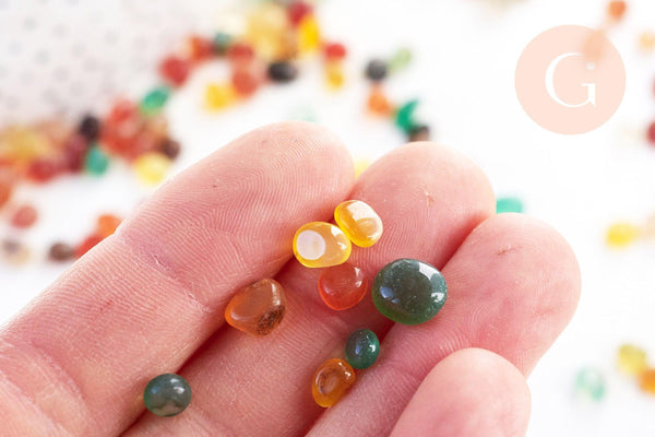 Nugget agate naturelle multicolore brute roulée 6-8mm non percé, x20g (G5721)