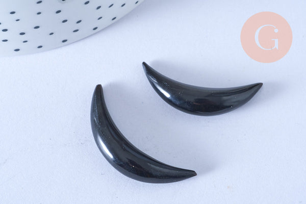 pendentif Lune corne noire naturelle 45x8mm, pendentif lune en corne naturelle, création bijoux, x1 G6489
