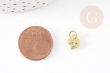 pendentif coeur zamac doré,fournitures créatives, sans nickel,perle géométrique,9.5mm, x5 G7514