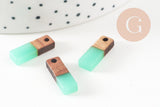 pendentif goutte bois résine rectangle bleu, bois naturel,perle bois, Perle géométrique,création bijoux bois,17mm,x5, G2618