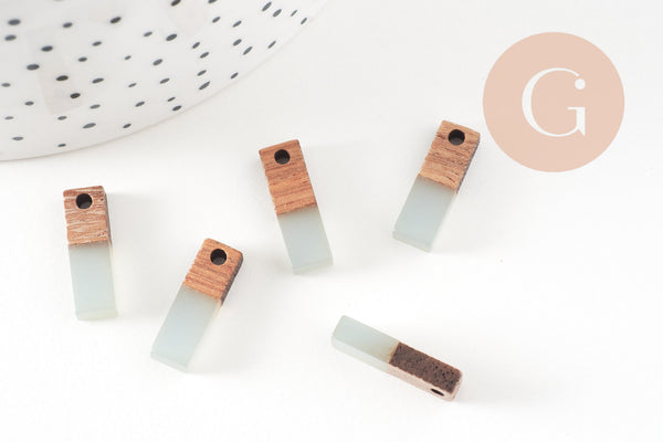 pendentif goutte bois résine rectangle violet,perle bois nature Perle géométrique,perle rectangle,création bijoux bois,17mm,x5 G4661