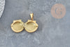 pendentif locket coquillage acier IP inoxydable doré 18K/platine 23.5mm,x1 (G4552)