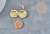 pendentif locket coquillage acier IP inoxydable doré 18K/platine 23.5mm,x1 (G4552)