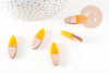 pendentif ovale bois résine jaune, bois naturel,perle bois, Perle géométrique,perle ovale,création bijoux bois,28mm, x5 G1524