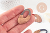pendentif ovale bois résine , perle bois naturel, Perle géométrique,perle création bijoux bois,39mm,x5 G3783