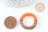 perle disque évidé bois résine orange 28mm, création bijoux bois x5 G4642