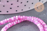perle nacre naturelle heishi violet ,tube coquillage coloré, perle coquillage, 2x4mm, x1 le fil, (G4981)