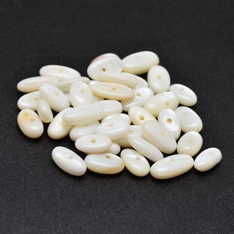 perle ovale nacre blanche naturelle 8-12mm, x20gr (G6214)