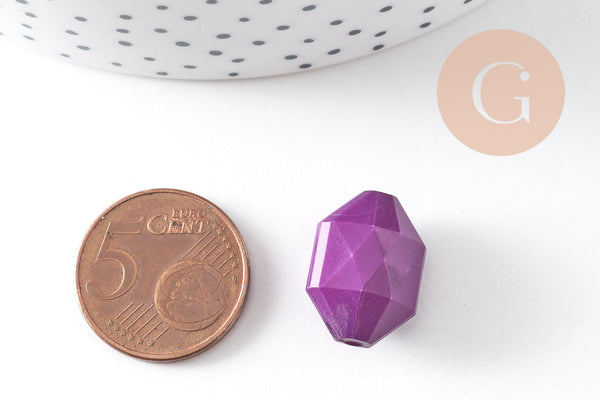 perles facettées plastique VIOLET,perles bijoux, fabrication bijoux, perles vintage,perles plastique,1.8cm,x 10 (G1161)