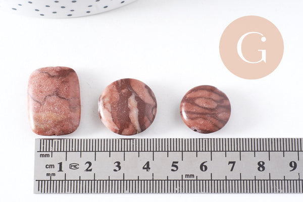 perles jaspe marron zébré naturel, x5 (G4895)