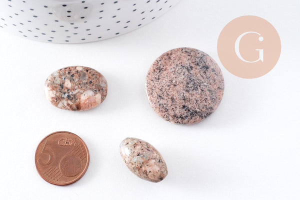 perles jaspe sésame rose naturel 15-34mm, divers lots (G2211)