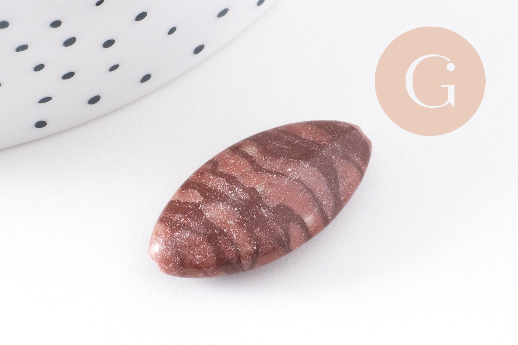 perles ovales jaspe sésame zébré naturel marron, x5 (G4896)