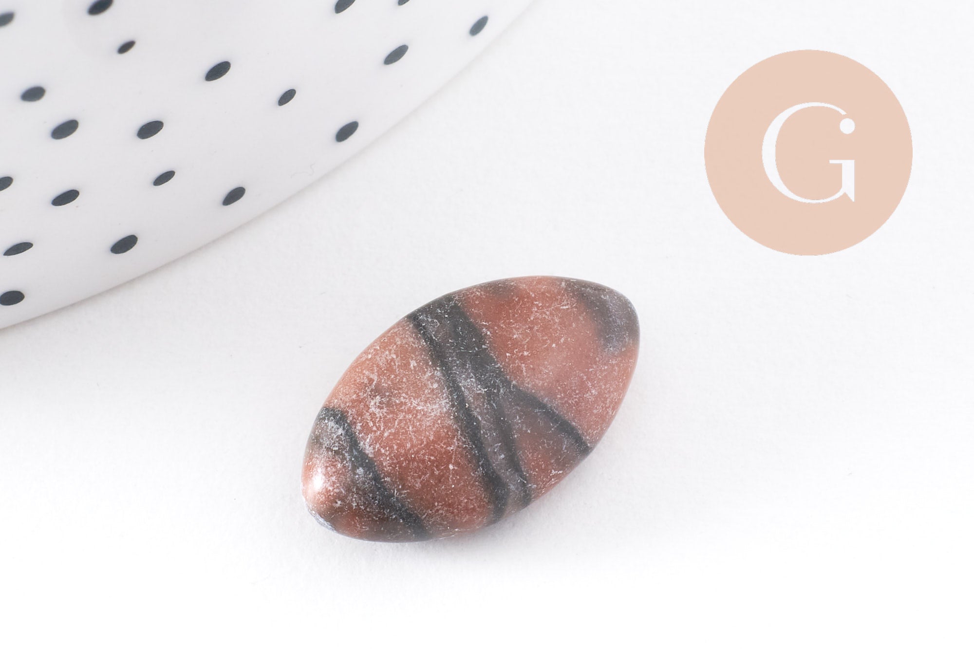 perles ovales jaspe sésame zébré naturel marron, x5 (G4896)
