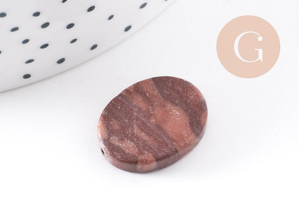 perles ovales jaspe sésame zébré naturel marron, x5 (G4896)