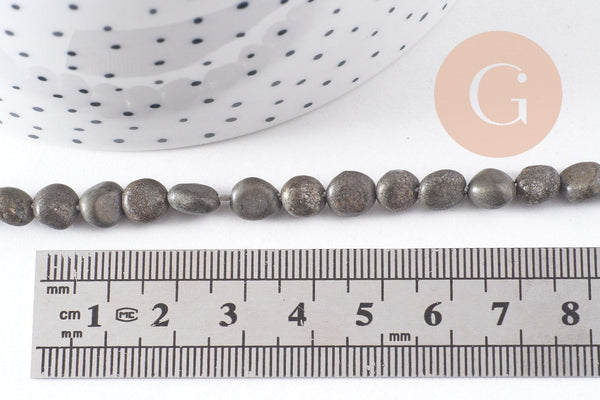 perles pyrite nugget,perles pyrite, pyrite naturelle,nuggets pyrite, 6-12mm, x1 fil de 45 perles (G0410)