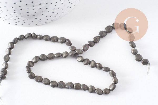 perles pyrite nugget,perles pyrite, pyrite naturelle,nuggets pyrite, 6-12mm, x1 fil de 45 perles (G0410)