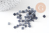 perles rocaille carré opaque noir irisé, perle carré création bracelet, perle tila,4.5mm,2 trous, x50 (4.8GR) (G5478)