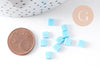 perles rocaille carré verre rectangle bleu, perle carré création bracelet, perle tila,4.5mm,2 trous, x50 (4.8 GR) (G5481)
