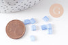 perles rocaille carré verre rectangle bleu tendre nacré, perle carré création bracelet, perle tila,4.5mm,2 trous, x50 (4.8 GR) (G4452)