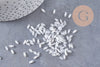 perles rocaille verre rectangle blanc opaque, perle carré création bracelet, perle tila, 2mm,2 trous, x50 (1.2Gr) (G4600)