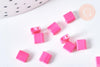 perles rocaille verre rectangle rose fluorescent, perle carré création bracelet, perle tila,4.5mm,2 trous, x50 (4.8 GR) (G6960)