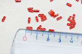 perles rocaille verre rectangle rouge, perle carré création bracelet, perle tila, 2mm,2 trous, x50 (1.2 Gr) (G4611)
