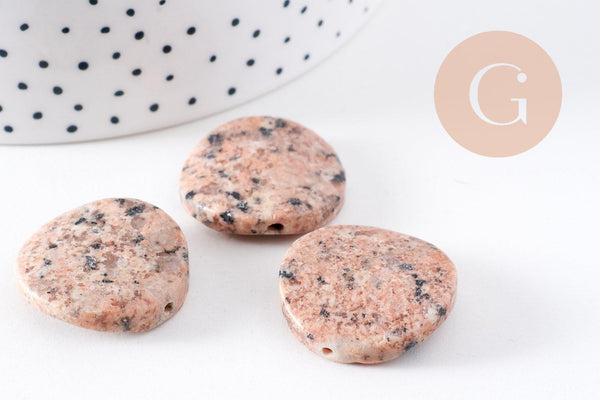 perles rondes en jaspe sésame rose,jaspe rose, perles pierres, perles jaspe, jaspe naturel, 25mm,x5-(G1393)