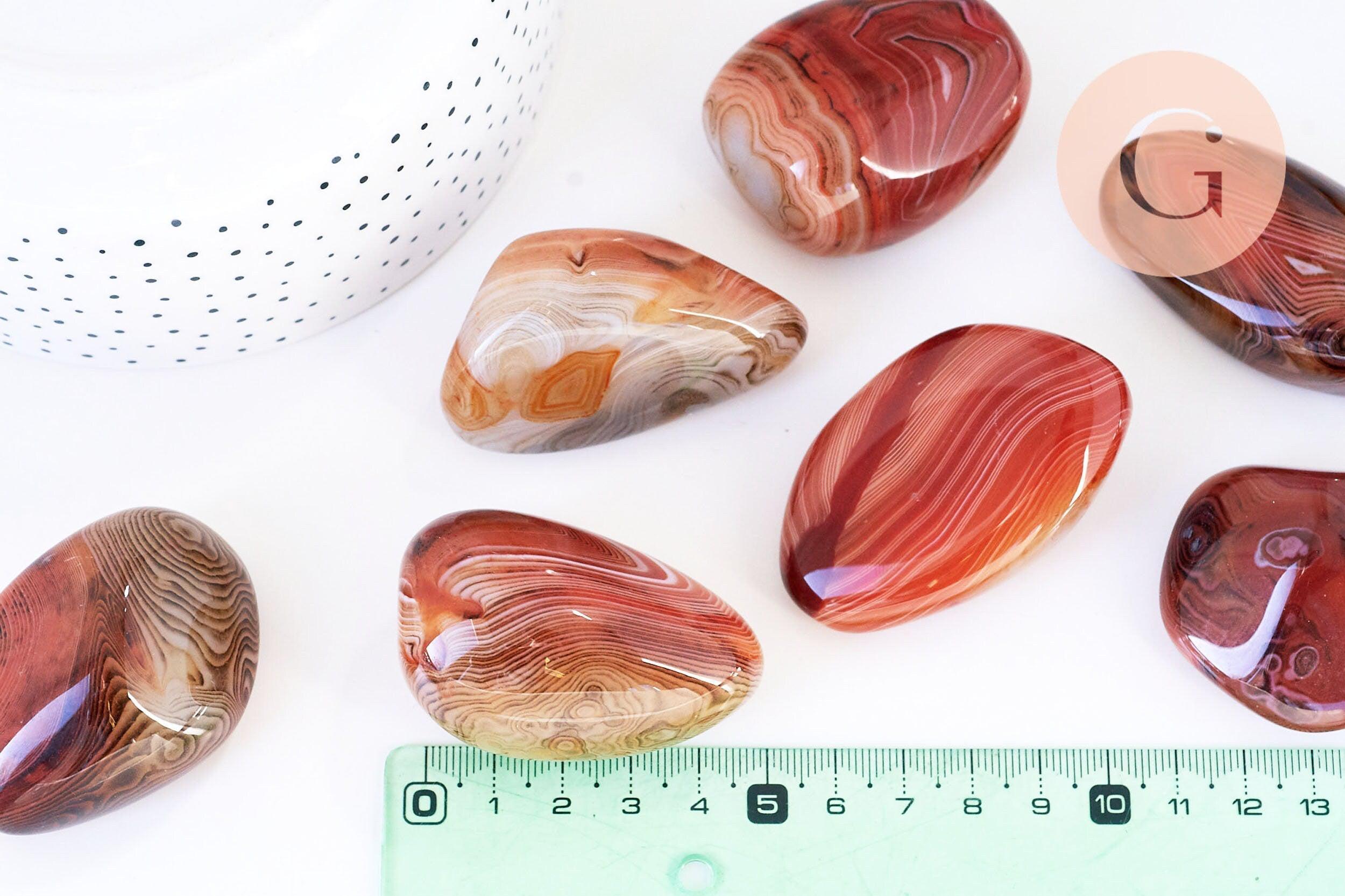 Pierre agate sardonyx naturelle roulée 45-66mm, pierre orange naturelle litotherapie, x1 (G5782)
