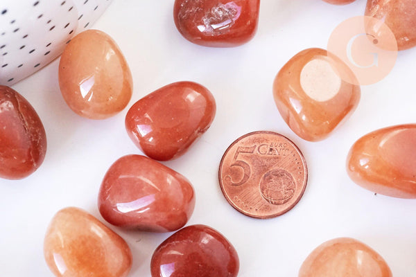 Pierre aventurine rouge naturelle brut roulée 22-30mm, x20gr (G5780)