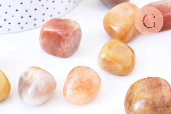 Pierre jade topaze naturel roulé 22-30mm, x20g (G5779)