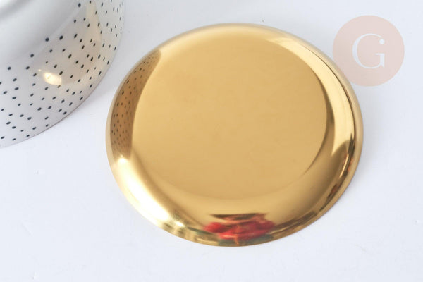 Plateau présentoir Rond à bijoux acier 430 inoxydable doré 101mm, x1 (G7916)