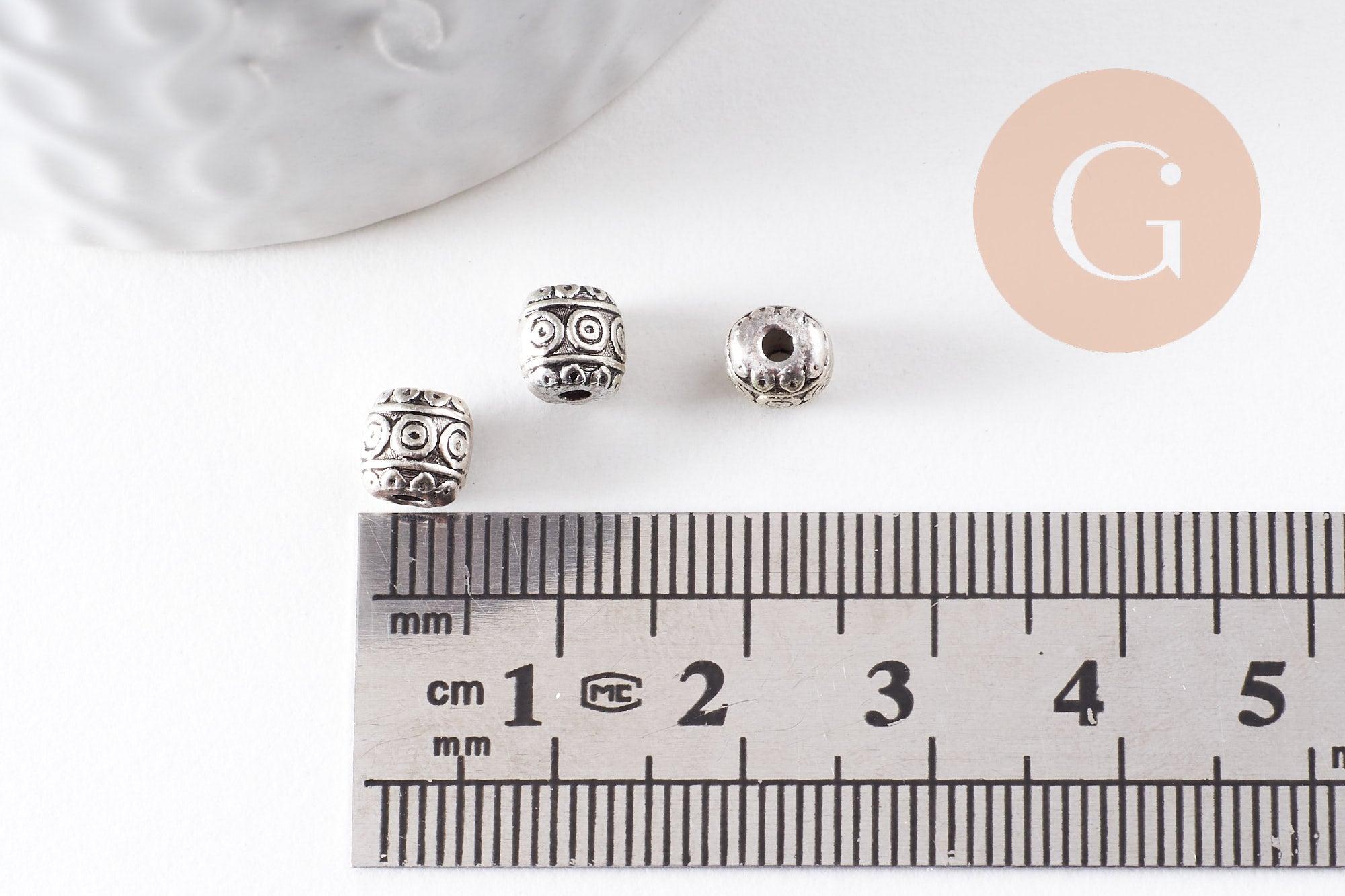 rondelle ovale gravée argent vieilli,perles dorées, sans nickel,perle intercalaire,6mm x 10 (G2060)
