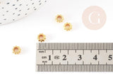 rondelles fleurs laiton doré 6mm, perles dorées, perles intercalaires, x50 (G5650)