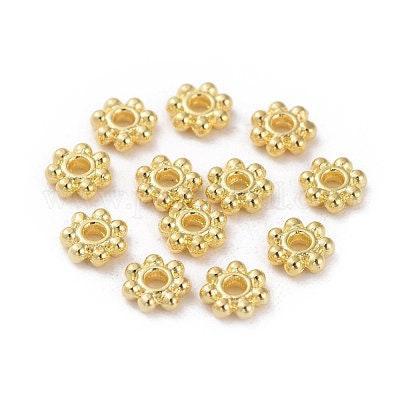 rondelles fleurs laiton doré, perles dorées, création bijoux, perles intercalaires, 4.5mm, x50 G5600