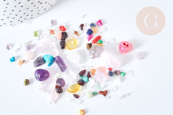 Sable chips pierre roulée mélangée 1-11mm non percé, x20gr (G8105)