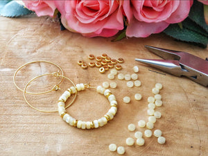 Pretty mother-of-pearl heishi pearl hoop earrings