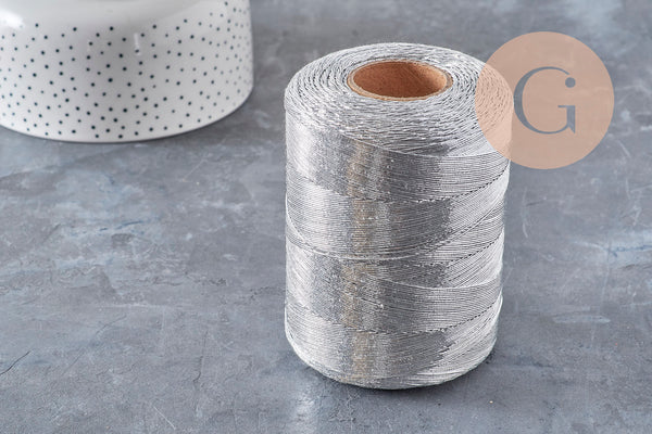 Cordon or argent rose blanc irisé polyester 1mm, x5 mètres (G10954)