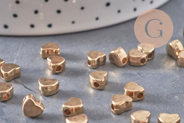 Cuentas de corazón de plástico dorado de 5,5 mm, x 10 g VÁLIDAS